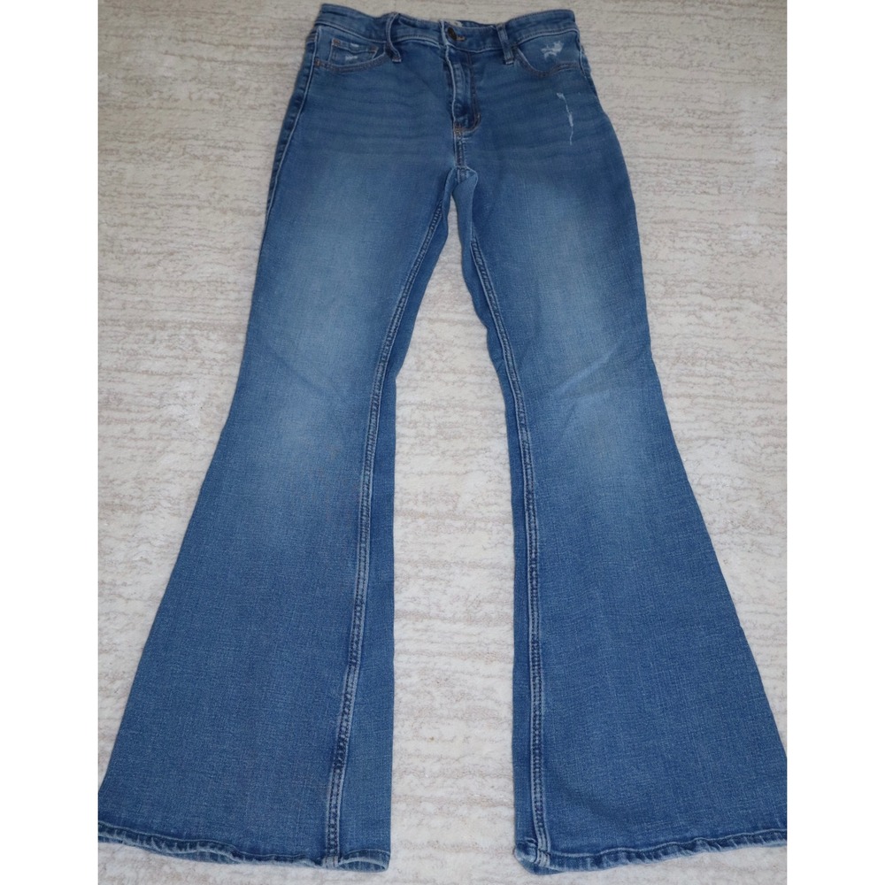 Abercrombie & Fitch The Flare Ultra High Rise Jeans Blue Distressed 26 2R
